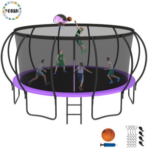 YORIN Trampoline, 15 FT Trampoline for 8-9 Kids Adults with Enclosure Net