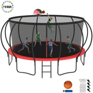 YORIN Trampoline, 15 FT Trampoline for 8-9 Kids Adults with Enclosure Net