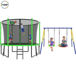 YORIN Trampoline, 800LBS 8FT Trampoline for 2-3 Adults/ Kids, with Enclosure Net