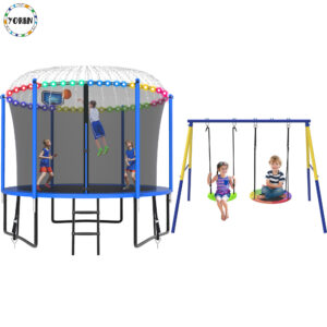 YORIN Trampoline, 1000LBS 10FT Trampoline for 3-4 Adults/ Kids, with Enclosure Net