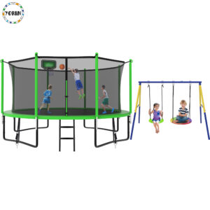 YORIN Trampoline, 1200LBS 12FT Trampoline for 4-5 Adults/ Kids, with Enclosure Net