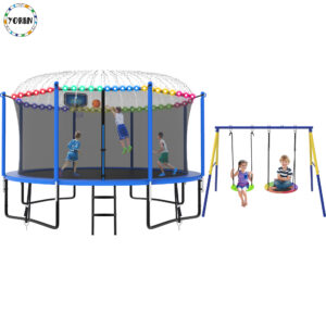 YORIN Trampoline, 1200LBS 12FT Trampoline for 4-5 Adults/ Kids, with Enclosure Net
