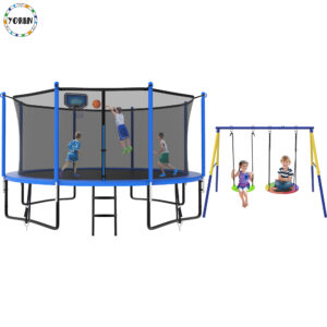 YORIN Trampoline, 1200LBS 12FT Trampoline for 4-5 Adults/ Kids, with Enclosure Net