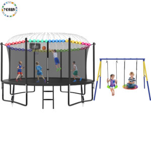YORIN Trampoline, 1400LBS 14FT Trampoline for 5-6 Adults/ Kids, with Enclosure Net