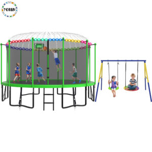 YORIN Trampoline, 1500LBS 15FT Trampoline for 6-7 Adults/ Kids, with Enclosure Net
