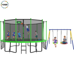 YORIN Trampoline, 1500LBS 15FT Trampoline for 6-7 Adults/ Kids, with Enclosure Net