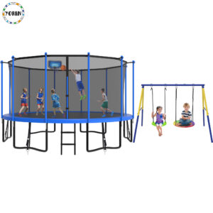 YORIN Trampoline, 1500LBS 15FT Trampoline for 6-7 Adults/ Kids, with Enclosure Net