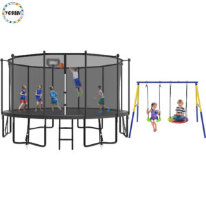 YORIN Trampoline, 1500LBS 15FT Trampoline for 6-7 Adults/ Kids, with Enclosure Net