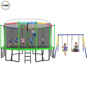 YORIN Trampoline, 1500LBS 15FT Trampoline for 6-7 Adults/ Kids, with Enclosure Net