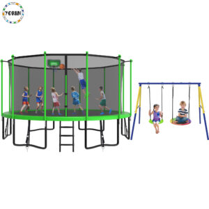 YORIN Trampoline, 1500LBS 16FT Trampoline for 7-8 Adults/ Kids, with Enclosure Net