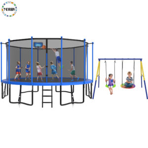 YORIN Trampoline, 1500LBS 16FT Trampoline for 7-8 Adults/ Kids, with Enclosure Net