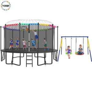 YORIN Trampoline, 1500LBS 15FT Trampoline for 6-7 Adults/ Kids, with Enclosure Net
