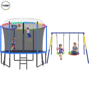 YORIN Trampoline, 800LBS 8FT Trampoline for 2-3 Adults/ Kids, with Enclosure Net