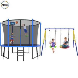 YORIN Trampoline, 800LBS 8FT Trampoline for 2-3 Adults/ Kids, with Enclosure Net