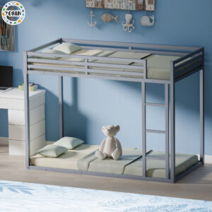 YORIN Metal Bunk Bed, Twin over Twin Low Bunk Bed
