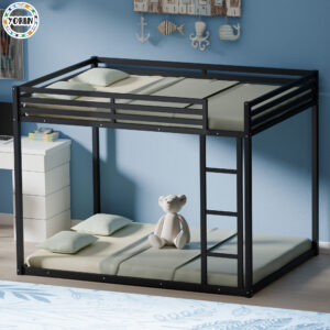 YORIN Metal Bunk Bed, Full over Full Low Bunk Bed