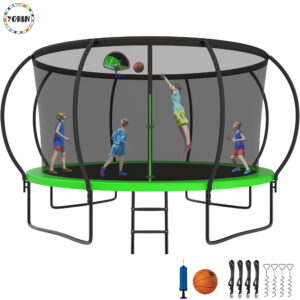 YORIN Trampoline, 14FT Trampoline with Enclosure Net