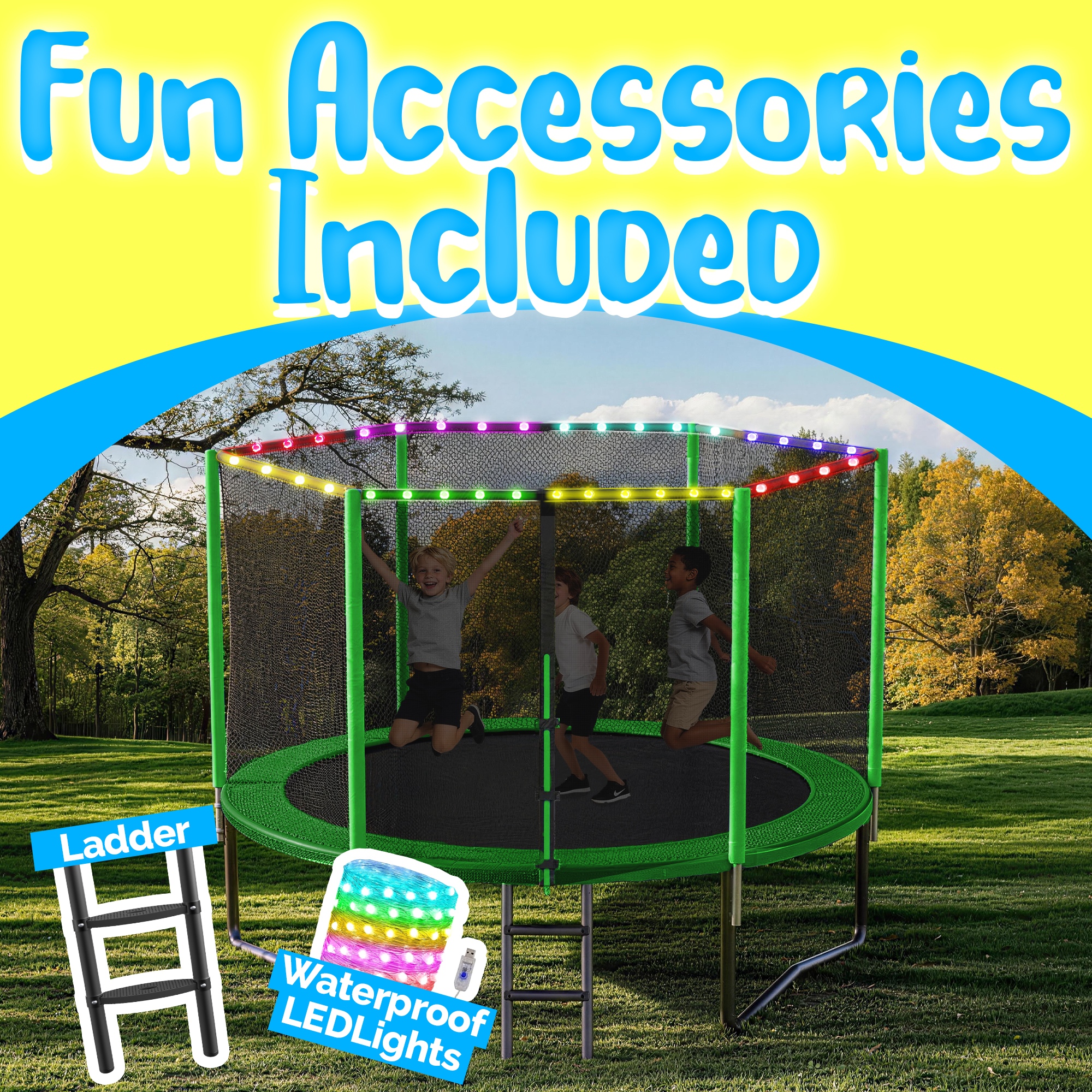 YORIN Trampoline for 6-7 Kids, 14FT 12FT 10FT 8FT Trampoline for Adults - Image 4