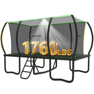 YORIN Rectangle Trampoline for Kids Adults, 8FT x 14FT Rectangular Heavy-Duty 1760LBS Outdoor Trampoline