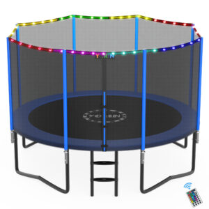 YORIN Trampoline for 5-6 Kids, 12FT 14FT 10FT 8FT Trampoline for Adults with Enclosure Net, Ladder, 1200LBS Weight Capacity Outdoor Round Recreational Trampoline, Heavy Duty Upgrade Trampoline