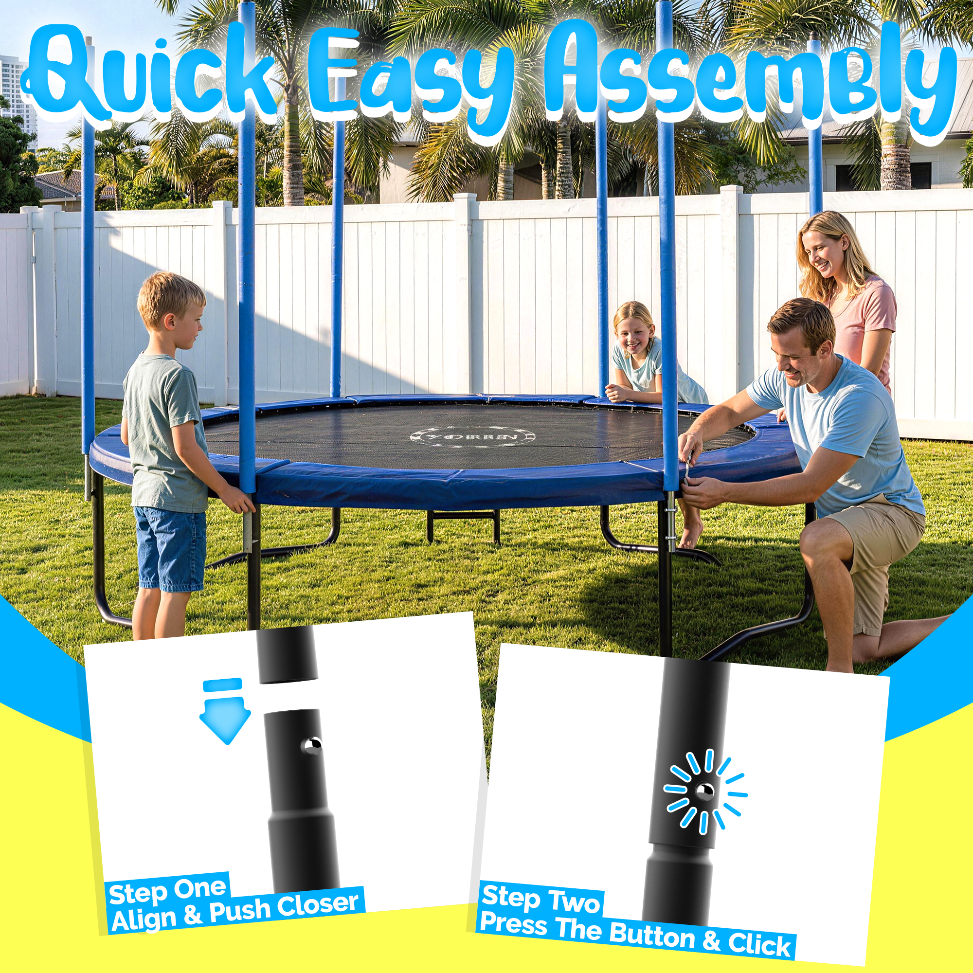 YORIN 12FT 14FT 8FT 10FT Trampoline with Enclusore Net, Sprinkler & LED Lights - Image 6
