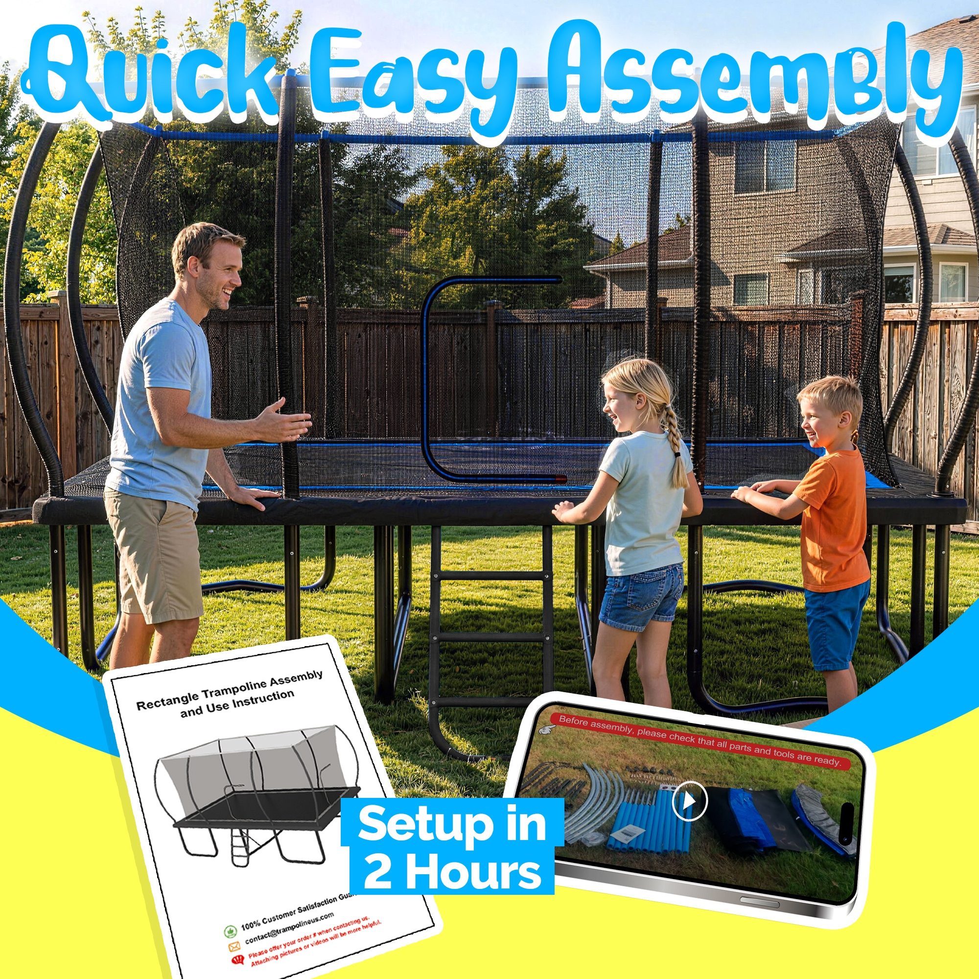 YORIN Trampoline, 9FT x 15FT Rectangular Trampoline for Kids Adults, 1800LBS Recreational Large Trampolines - Image 3