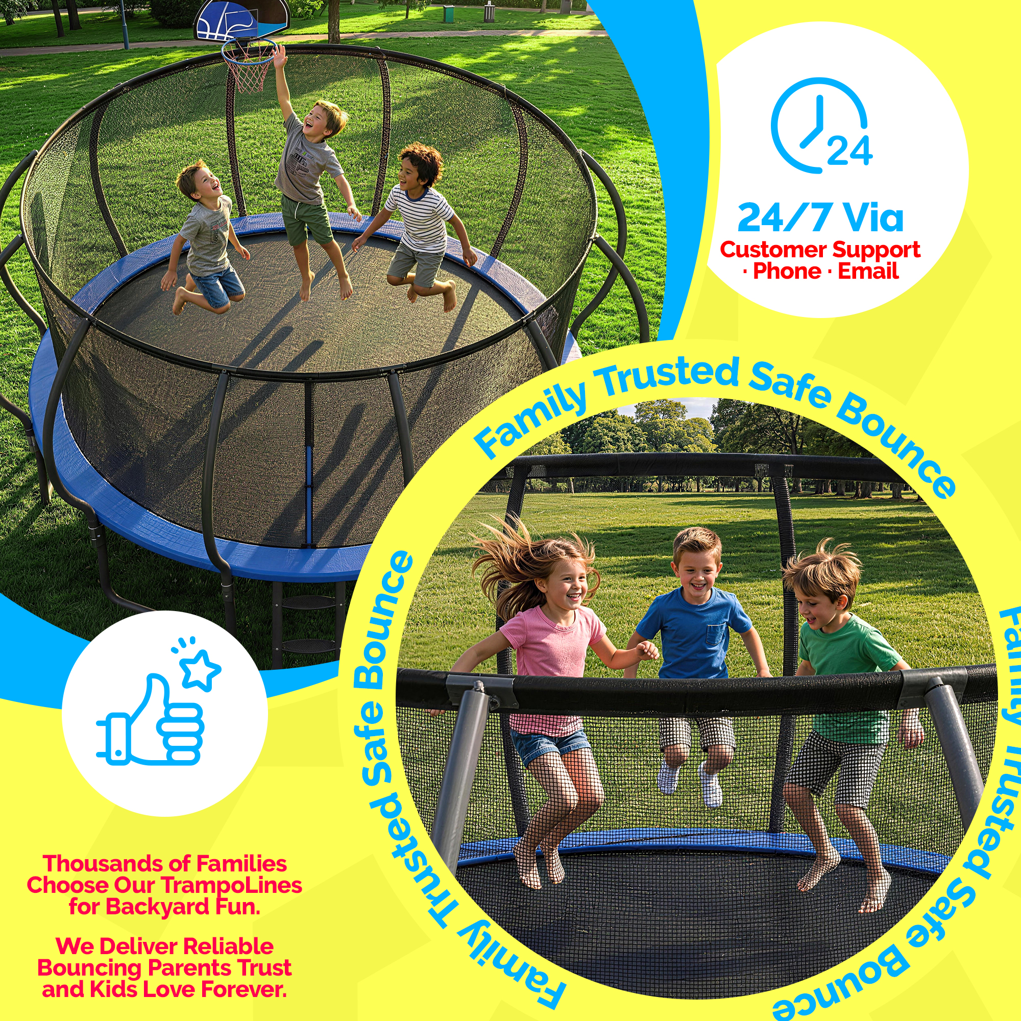YORIN 12FT 14FT 8FT 10FT Trampoline with Enclusore Net, Sprinkler & LED Lights - Image 8