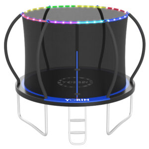 YORIN Trampoline for 3-4 Kids, 10FT 16FT 12FT 14FT Trampoline for Adults with Enclosure Net, Ladder, Light, 1000LBS Weight Capacity Outdoor Round Recreational Trampoline, Heavy Duty Trampoline